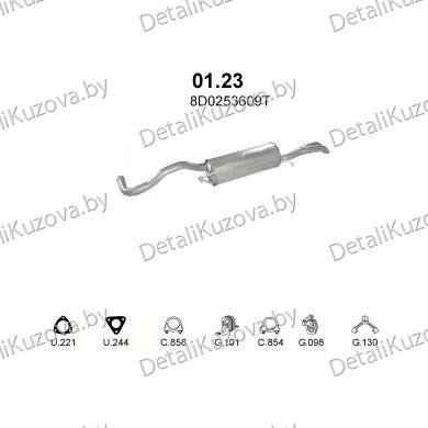 Купить глушитель Audi A4 1.9 D-1.9 TDi Turbo Diesel, 1.9 TDi AVG AFN Avant,1.9 TDi AHU 1Z, 1.9 TDi AFF, 95-01