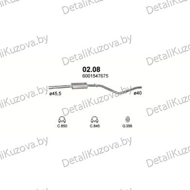 Купить глушитель Dacia Logan 1.4, 1.6-1.4i MPi, 1.6i MPi 03-12