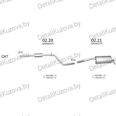 Купить глушитель DACIA SANDERO (I), 08 - 12