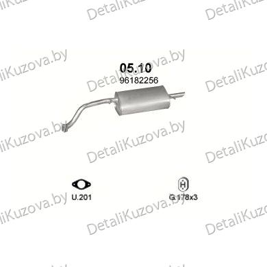 Купить глушитель Daewoo Lanos  1.3, 1.5, 1.6-1.3i, 1.5i, 1.6i 16V 97-03