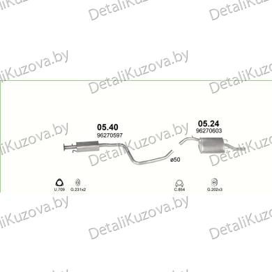 ГЛУШИТЕЛЬ DAEWOO NUBIRA, 08.99 - 06.03