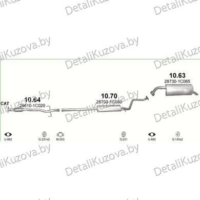 Купить глушитель HYUNDAI GETZ 1.1i 12V, 1.3i 12V