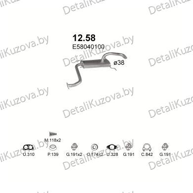 ГЛУШИТЕЛЬ Mazda 323 1.1, 1.3, 1.5-GT, 1.5 GT 80-85