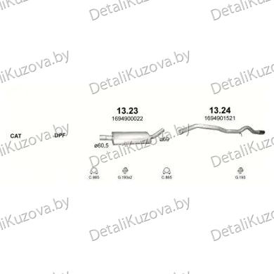 Купить глушитель MERCEDES BENZ A-kl (W169), 04 - 08