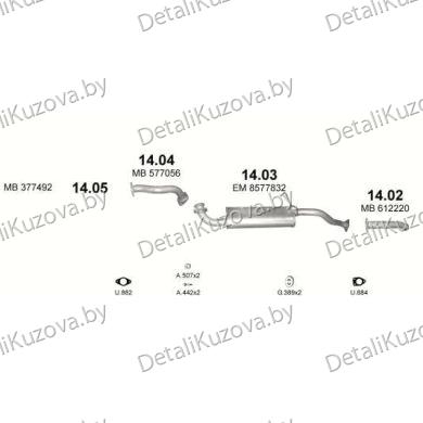 ГЛУШИТЕЛЬ MITSUBISHI PAJERO (I), 82 - 91