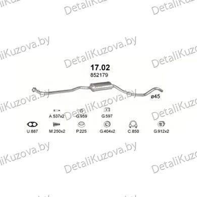 ГЛУШИТЕЛЬ Opel Ascona С 1.3, 1.6, 1.8, 2.0-S, E, Aut, Man, 81-89