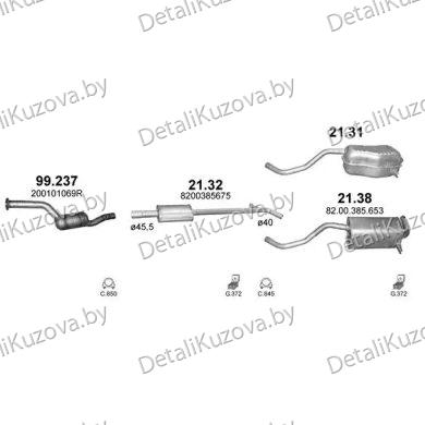 Купить глушитель RENAULT MODUS (I), 04 - 07