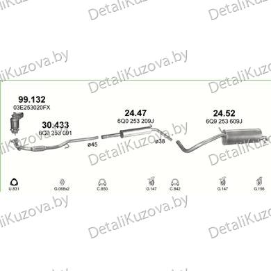 ГЛУШИТЕЛЬ SKODA FABIA, 08.99 - 02.07