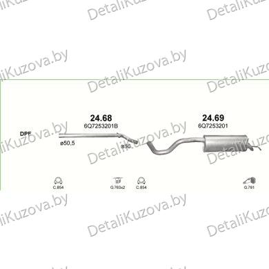 Купить глушитель SKODA ROOMSTER  1.2 TDi Turbo Diesel, 1.4 TDi Turbo Diesel, 1.6 TDi Turbo Diesel