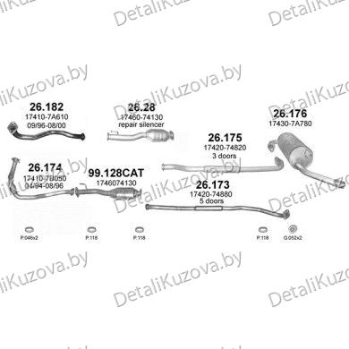 Купить глушитель TOYOTA RAV 4 (XA10)