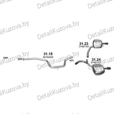 Купить глушитель VOLVO V70 (III), 07 -16