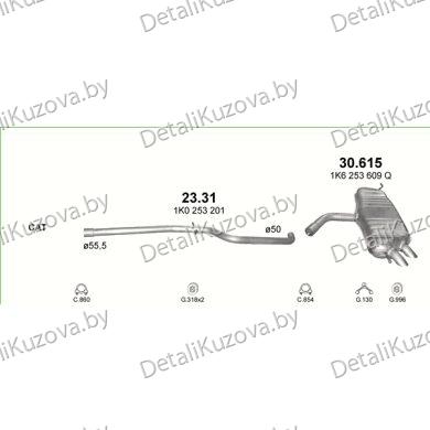 Купить глушитель VOLKSWAGEN GOLF V PLUS 1.9 TDi Turbo Diesel