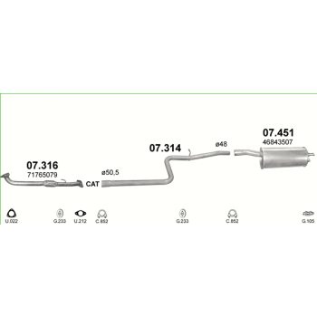 Глушитель Fiat Albea/Siena 1,4/1,6L 1996-2009. Нержавеющий