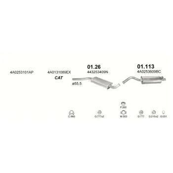 глушитель на AUDI 100 (C4), 90 - 94