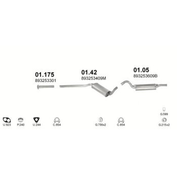 глушитель на AUDI 80 (B3) 2.0, 1.6, 1.8, 1.9