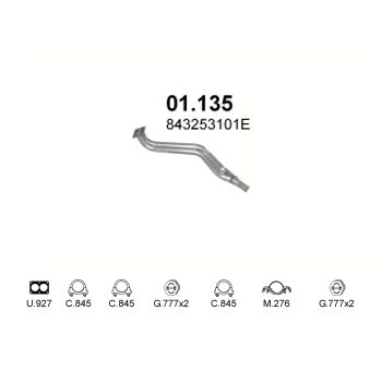 глушитель на Audi 80 1.3, 1.6-1.3 EP MAN, 1.6 DT MAN, 84-86