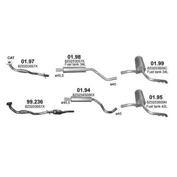 глушитель на AUDI A2, 00 - 05