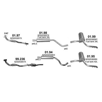 глушитель на AUDI A2, 00 - 05