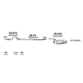 глушитель на AUDI A3 (8P, 8PA), 09 - 12