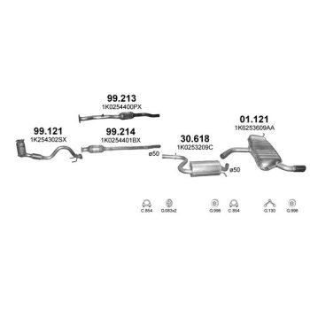 глушитель на AUDI A3 (8P, 8PA) 1.6