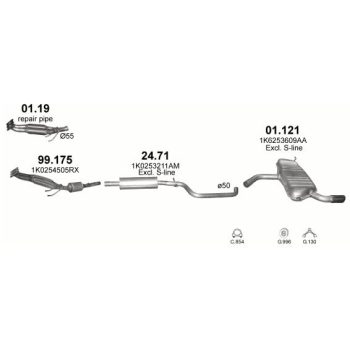 глушитель на AUDI A3 SPORTBACK (8P, 8PA)