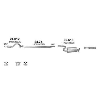 глушитель на AUDI A3 (8P, 8PA), 09 - 12