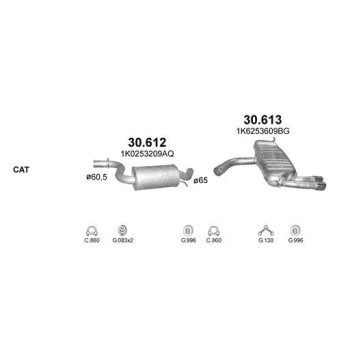 глушитель на AUDI A3 (8P, 8PA), 09 - 12