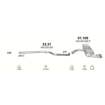 глушитель на AUDI A3 (8P, 8PA), 03 - 08