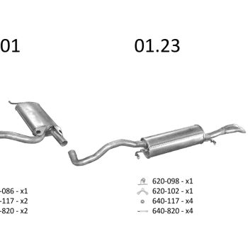 глушитель на AUDI A4 (B5), 94 - 99