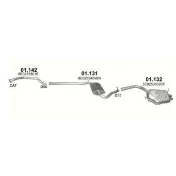 глушитель на AUDI A4 (B6), 01 - 04