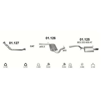 глушитель на AUDI A4 (B6), 01 - 04