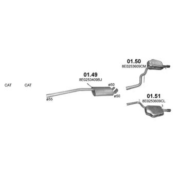 глушитель на AUDI A4 (B6), 01 - 04
