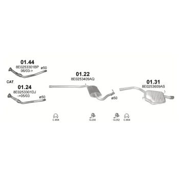 глушитель на AUDI A4 (B7), 05 - 08