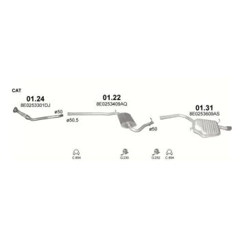 глушитель на AUDI A4 (B7), 05 - 08