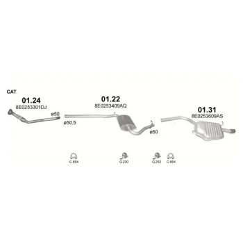 глушитель на AUDI A4 (B7), 05 - 08