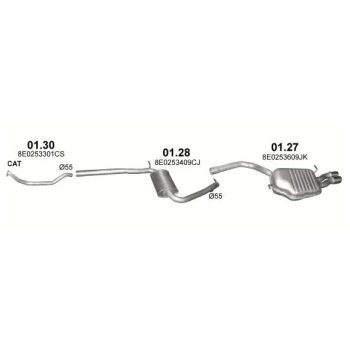 глушитель на AUDI A4 (B7), 05 - 08