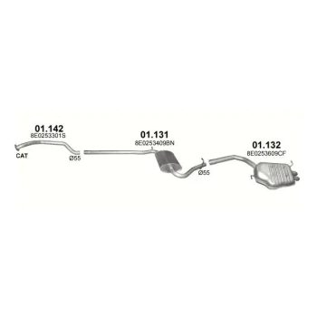 глушитель на AUDI A4 (B6), 01 - 04