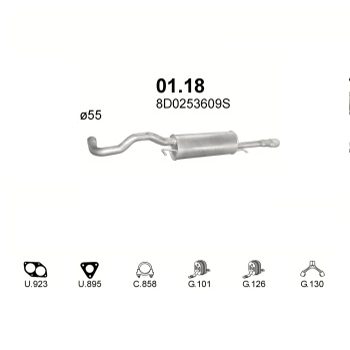 глушитель на Audi A4 1.8-1.8 20V AVV ARG APT ADR, 1.8 20V ADR, 94 -01