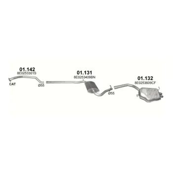 глушитель на AUDI A4 (B6), 01 - 04