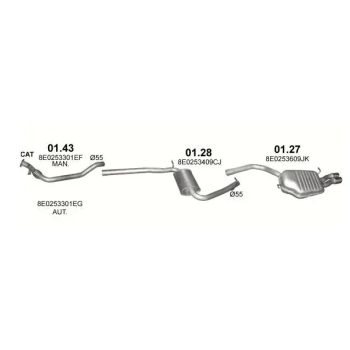 глушитель на AUDI A4 (B7), 05 - 08