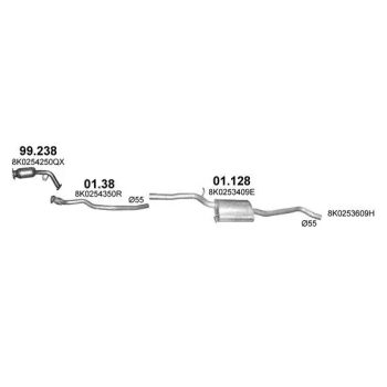 глушитель на AUDI A4 (B8), 08 - 11