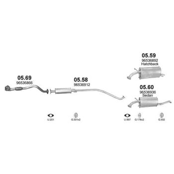 глушитель на CHEVROLET AVEO (T250), 06-12