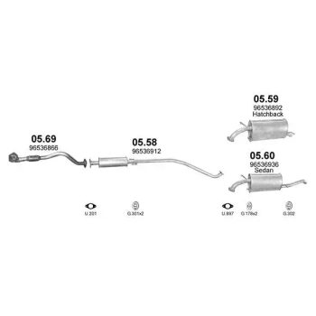глушитель на CHEVROLET KALOS (T200), 04 - 06