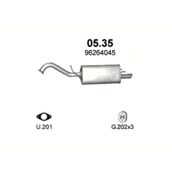 глушитель на Chevrolet Tacuma 1.6, 2.0-1.6i 16V, 2.0i 16V, 00-05