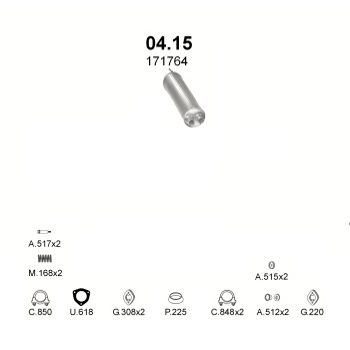 ГЛУШИТЕЛЬ Citroen BX 1.1, 1.4, 1.6, 1.8 D, 1.9, 1.9 D-11, 14 E, RE, TE, TGE, TRE, 15 RE, TGE, 16 RS, TRS, TGE, TGS, TZS, 17 D, RD, TD, 19 D, RD, TRS, TD, TGD, TZD Evasion 82-94