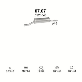 глушитель на Citroen C25 1.8, 1.9 D, 2.0, 2.5 D-C25E, C25D, C25D 4x4 81-94
