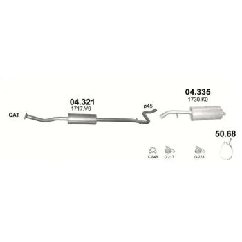 глушитель на CITROEN C2 (I), 03 - 09