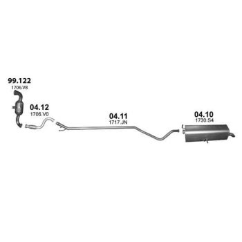 глушитель на CITROEN C4 (I), 08 - 11