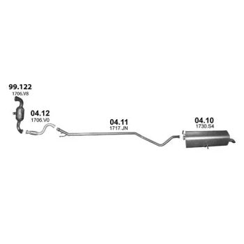 глушитель на CITROEN C4 (I), 08 - 11