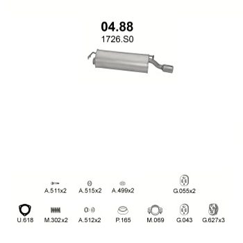 ГЛУШИТЕЛЬ Citroen ZX 1.1, 1.4, 1.6, 1.8, 1.9 D-1.1i, 1.4i, 1.6i, 1.8i, 1.9 Diesel, Aura, Advantage, Reflex 91-98